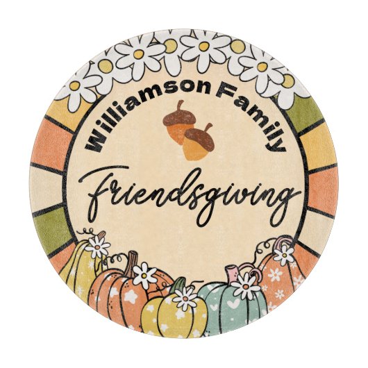 Groovy glazen snijplank Friendsgiving (Voorkant)