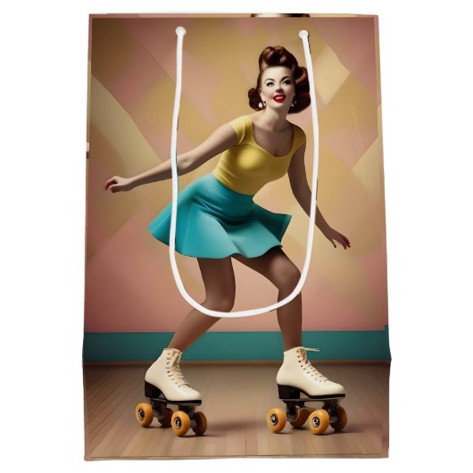 "Groovy Glide: Retro Rhythms op Schaats Wiel" Medium Cadeauzakje (Achterkant)