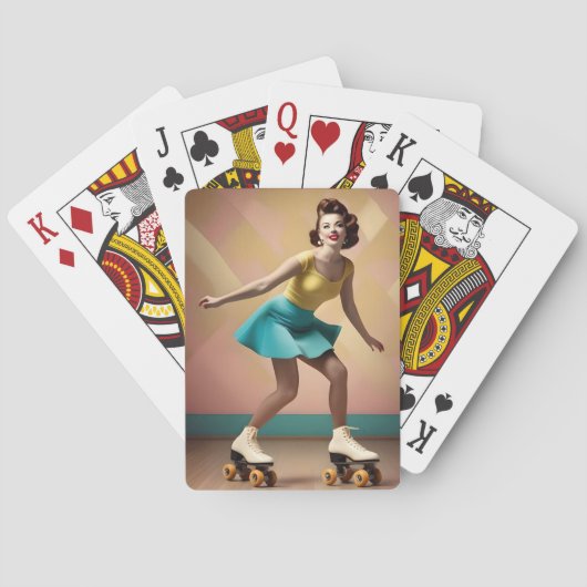 "Groovy Glide: Retro Rhythms op Schaats Wiel" Pokerkaarten (Achterkant)