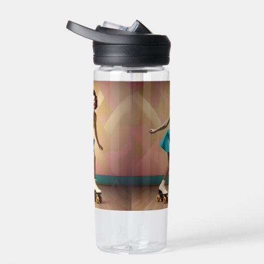 "Groovy Glide: Retro Rhythms op Schaats Wiel" Waterfles (Rechts)