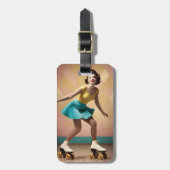 "Groovy Glide: Retro Rhythms op Schaatsen" Bagagelabel (Voorkant verticaal)