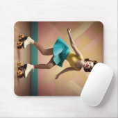 "Groovy Glide: Retro Ritmen op Schaatsen" Muismat (Met muis)