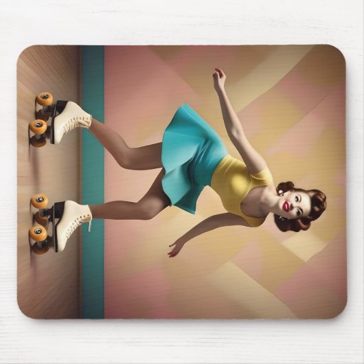 "Groovy Glide: Retro Ritmen op Schaatsen" Muismat (Voorkant)