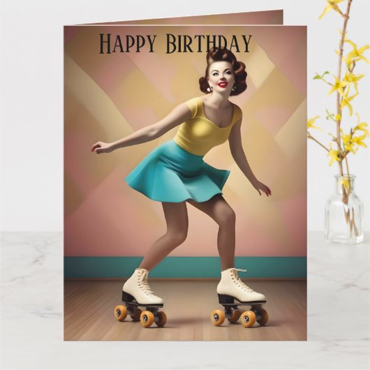 Groovy Glide: Retro ritmes op Schaatsen wielen Kaart (Gele Bloem)