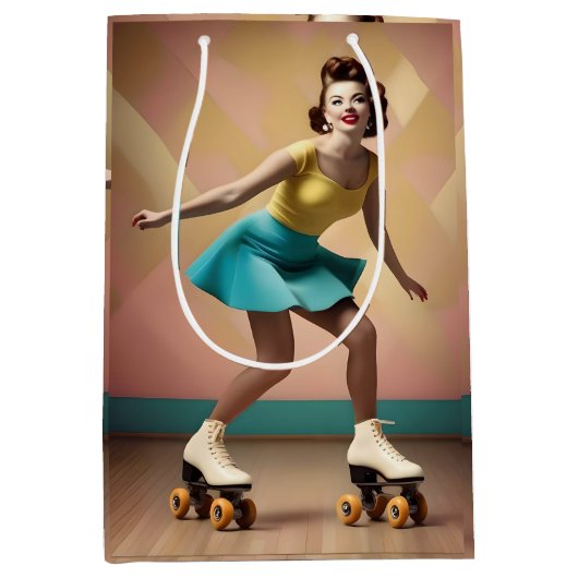 Groovy Glide: Retro ritmes op Schaatsen wielen Medium Cadeauzakje (Voorkant)