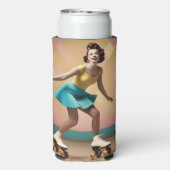 Groovy Glide: Retro ritmes op Schaatsen wielen Seltzer Blikjeskoeler (Seltzer Achterkant)