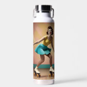 Groovy Glide: Retro ritmes op Schaatsen wielen Waterfles (Voorkant)