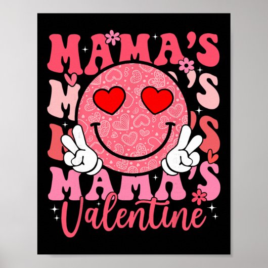 Groovy Glimlach Gezicht Mama's Valentijnsdag Docht Poster (Voorkant)