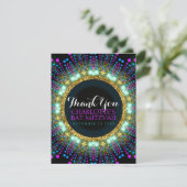 Groovy Glow Blacklight Bat Mitzvah Dank je V2 Bedankkaart (Staand voorkant)