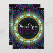 Groovy Glow Blacklight Bat Mitzvah Dank je V2 Bedankkaart (Voorkant / Achterkant)