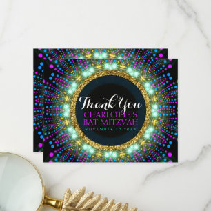 Groovy Glow Blacklight Bat Mitzvah Dank Je V2L Bedankkaart