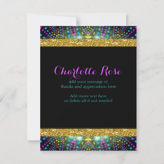 Groovy Glow Blacklight Bat Mitzvah Hartelijk dank Bedankkaart (Achterkant)