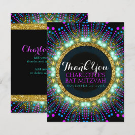 Groovy Glow Blacklight Bat Mitzvah Hartelijk dank Bedankkaart