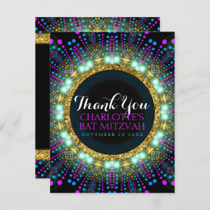 Groovy Glow Blacklight Bat Mitzvah Hartelijk dank Bedankkaart