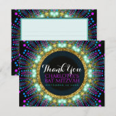 Groovy Glow Blacklight Bat Mitzvah Hartelijk dank, Bedankkaart (Voorkant / Achterkant)