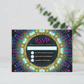 Groovy Glow Blacklight Bat Mitzvah RSVP-kaart Kaart (Staand voorkant)