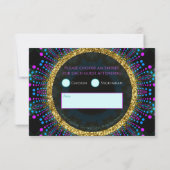 Groovy Glow Blacklight Bat Mitzvah RSVP-kaart Kaart (Achterkant)