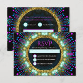 Groovy Glow Blacklight Bat Mitzvah RSVP-kaart Kaart (Voorkant / Achterkant)