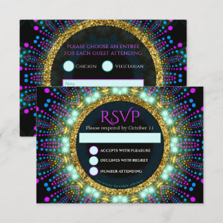 Groovy Glow Blacklight Bat Mitzvah RSVP-kaart Kaart