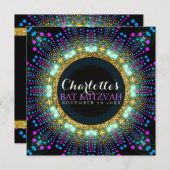Groovy Glow Blacklight Bat Mitzvah Uitnodiging (Voorkant / Achterkant)