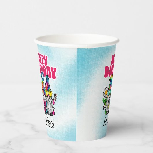 Groovy Gnomen Rainbow Tie Dye Verjaardag Papieren Bekers (Rechts)