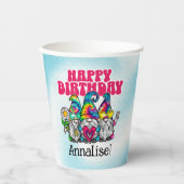 Groovy Gnomen Rainbow Tie Dye Verjaardag Papieren Bekers (Voorkant)