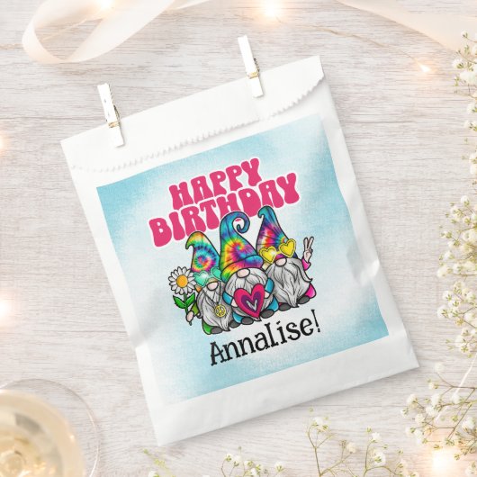 Groovy Gnomes Regenboog Tie Dye Verjaardagsfeestje Bedankzakje (Geknipt)