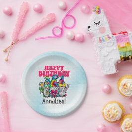 Groovy Gnomes Regenboog Tie Dye Verjaardagsfeestje Papieren Bordje