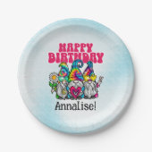 Groovy Gnomes Regenboog Tie Dye Verjaardagsfeestje Papieren Bordje (Voorkant)