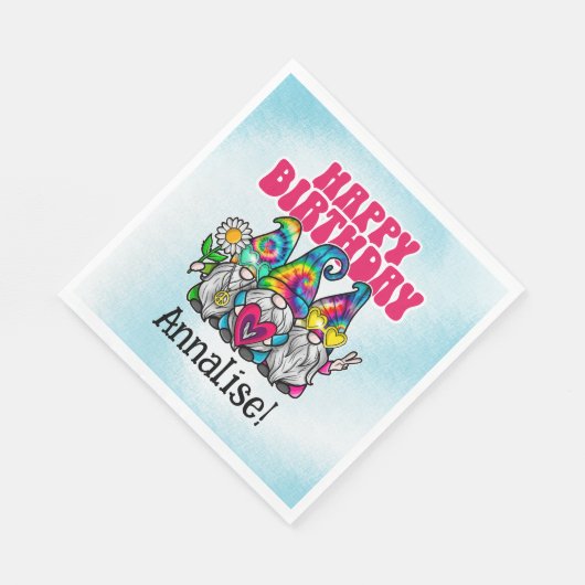 Groovy Gnomes Regenboog Tie Dye Verjaardagsfeestje Servet (Hoek)