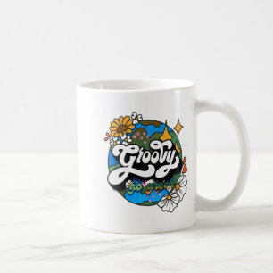 Groovy Go Green Earth Day Recycle Retro Boho Hippi Koffiemok