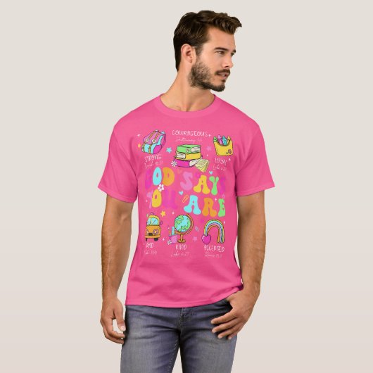 Groovy God zegt dat je Christelijk leraar bent T-shirt (Voorkant volledig)