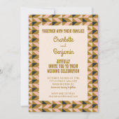 Groovy Gold All-in-One Retro Art Deco Wedding Kaart (Voorkant)