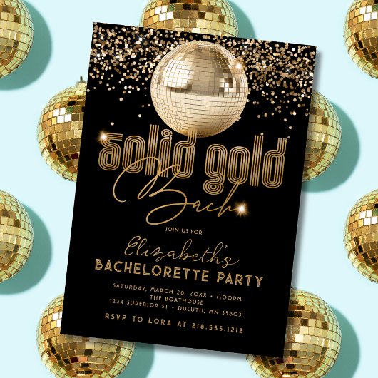 Groovy Gold Disco Solid Gouden Verlovingsfeest  Kaart