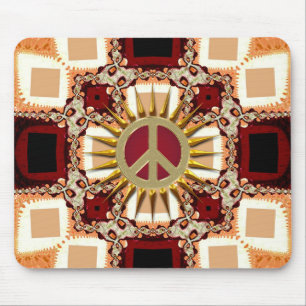 Groovy Golden Peace Sign Abstract Mousepad Muismat