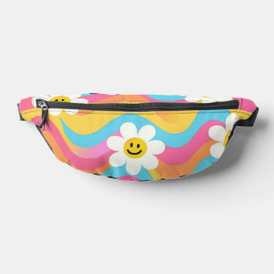 Groovy Golvende Smiley Bloem Retro Heuptasje