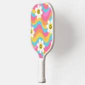 Groovy Golvende Smiley Bloem Retro Pickleball Paddle (Links)