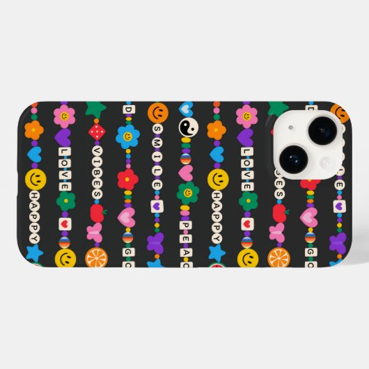 Groovy Good Vibes Love Smile Retro Beads Case-Mate iPhone Case (Achterkant (horizontaal))