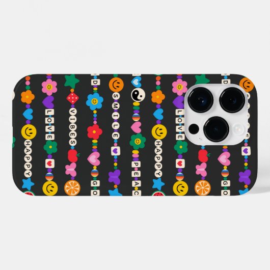 Groovy Good Vibes Love Smile Retro Beads Case-Mate iPhone Case (Achterkant (horizontaal))