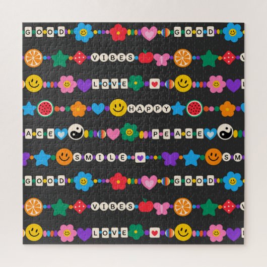 Groovy Good Vibes Love Smile Retro Beads Legpuzzel (Verticaal)