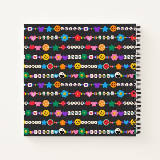 Groovy Good Vibes Love Smile Retro Beads Notitieboek (Achterkant)