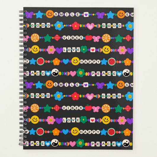 Groovy Good Vibes Love Smile Retro Beads Planner (Voorkant)