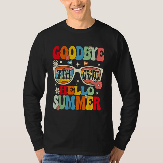 Groovy Goodbye 7th Grade Graduation Hello Summer K T-shirt (Voorkant)