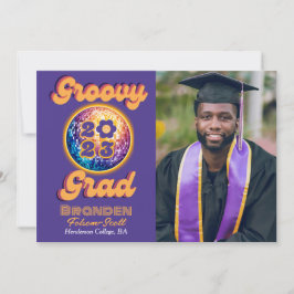 Groovy Grad Retro Disco Vrede 2023 Afstuderen Kaart