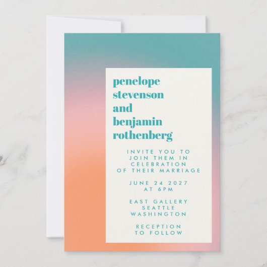 Groovy Gradient Blauwgroen Roze Oranje Abstract hu Kaart (Voorkant)