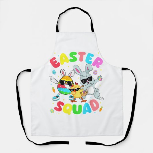 Groovy Grappige Konijn Ei Kuiken Paas Squad Dag Ma Schort (Voorkant)