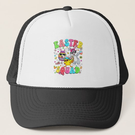 Groovy Grappige Konijn Ei Kuiken Paas Team Dag Man Trucker Pet (Voorkant)