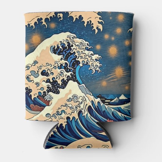 Groovy Great Wave Koelbox – Retro Japanse kunst Blikjeskoeler (Voorkant)