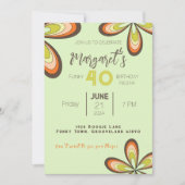 Groovy Green 40 Verjaardagsfeest 70s Hippie Bloem Kaart (Voorkant)