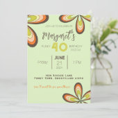 Groovy Green 40 Verjaardagsfeest 70s Hippie Bloem Kaart (Staand voorkant)